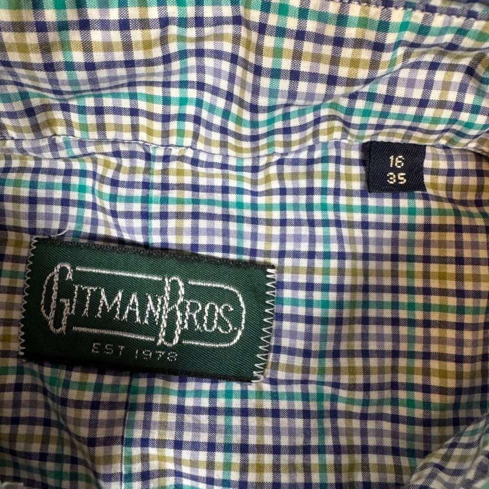 Gitman Brothers Men's Plaid Button Down Shirt Long Sleeve Size 16 35 - Picture 3 of 9